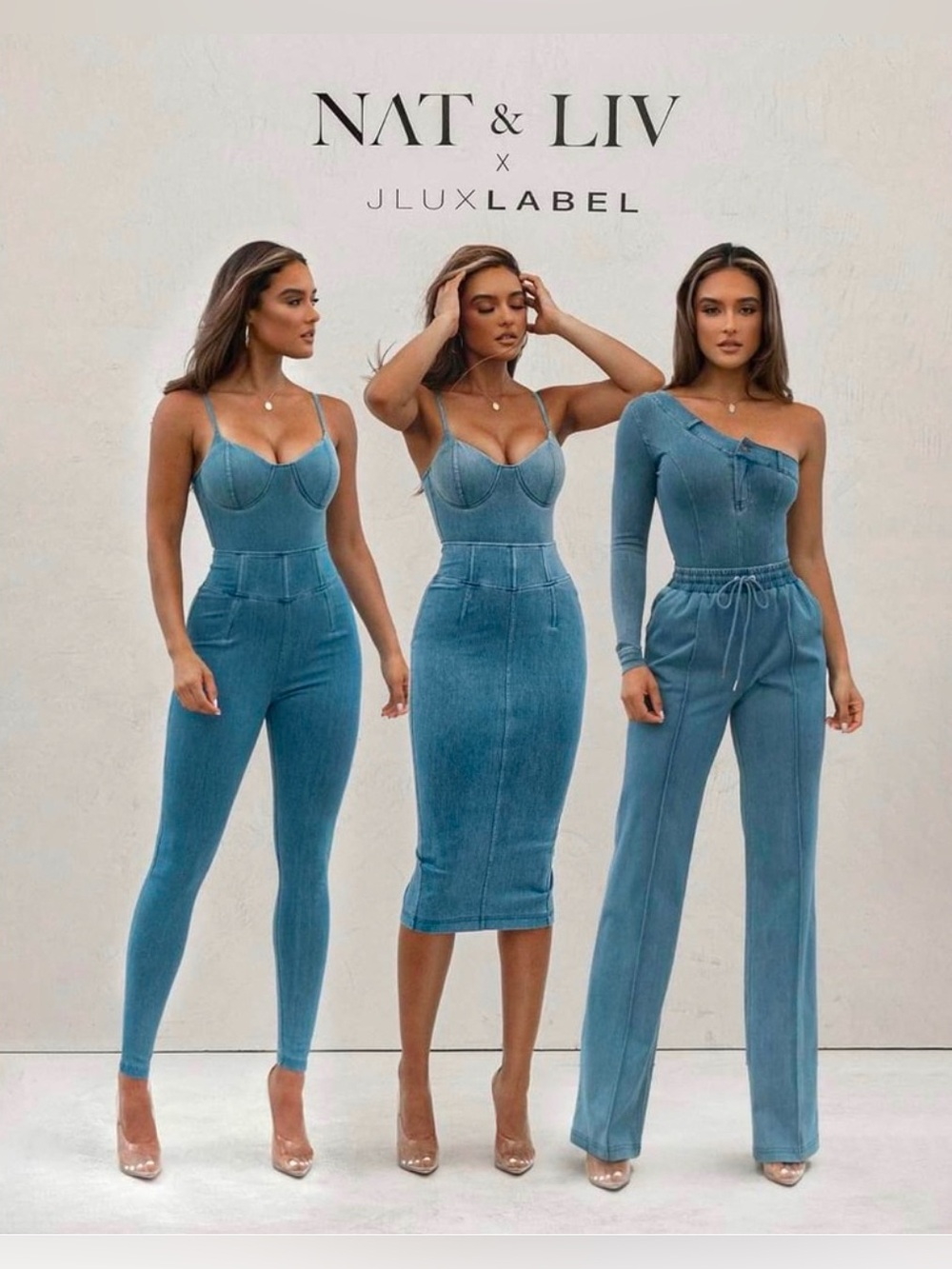 JLUXLABEL Rare NAT x LIV Denim Midi Pencil Skirt size Large - Picture 5 of 11